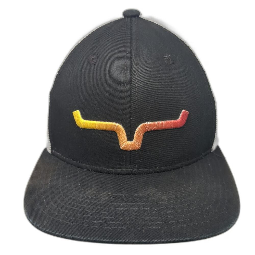 Kimes Ranch Trucker Hat Black White One Size Mesh Snapback Longhorn Steer Logo